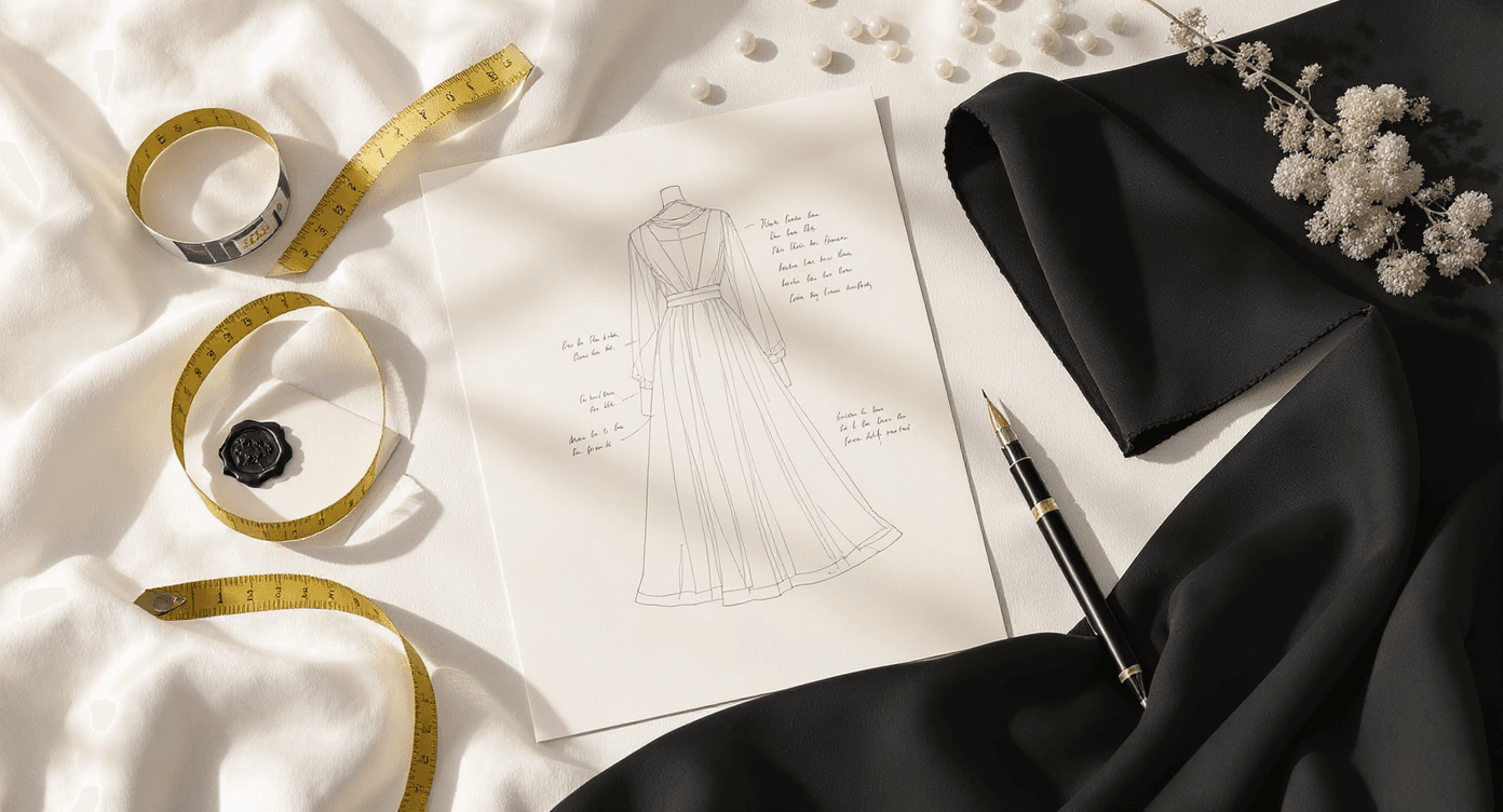From idea to door — bespoke abaya creation process